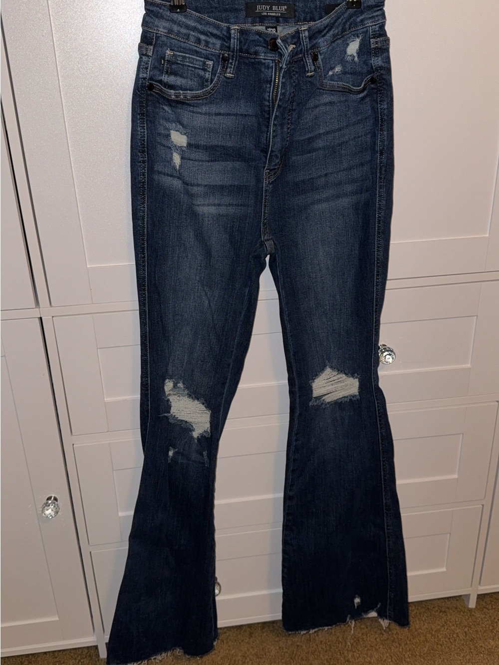 Judy Blue Distressed Dark Blue Flare Jeans